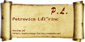 Petrovics Lőrinc névjegykártya